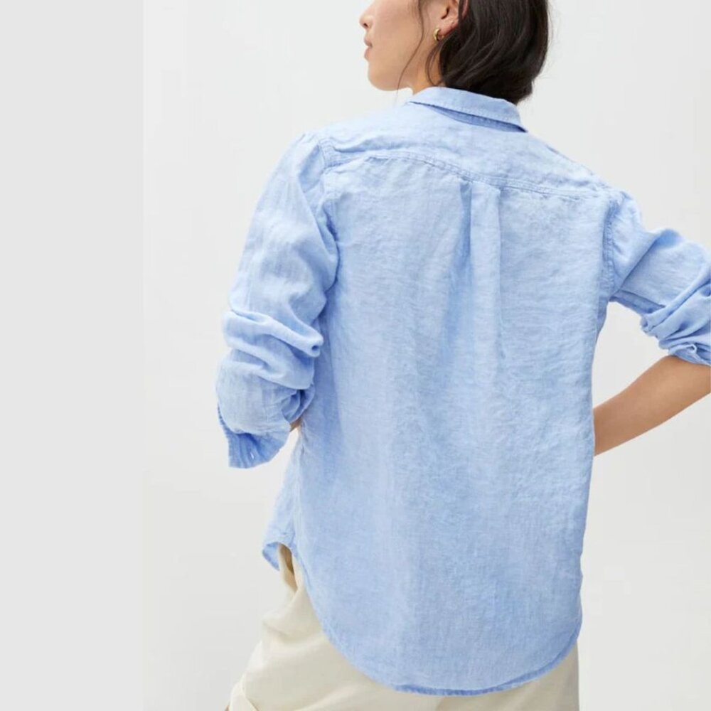 Everlane - Linen Relaxed Shirt Button-Up | Classic Blue | Size 00 - Picture 4 of 11